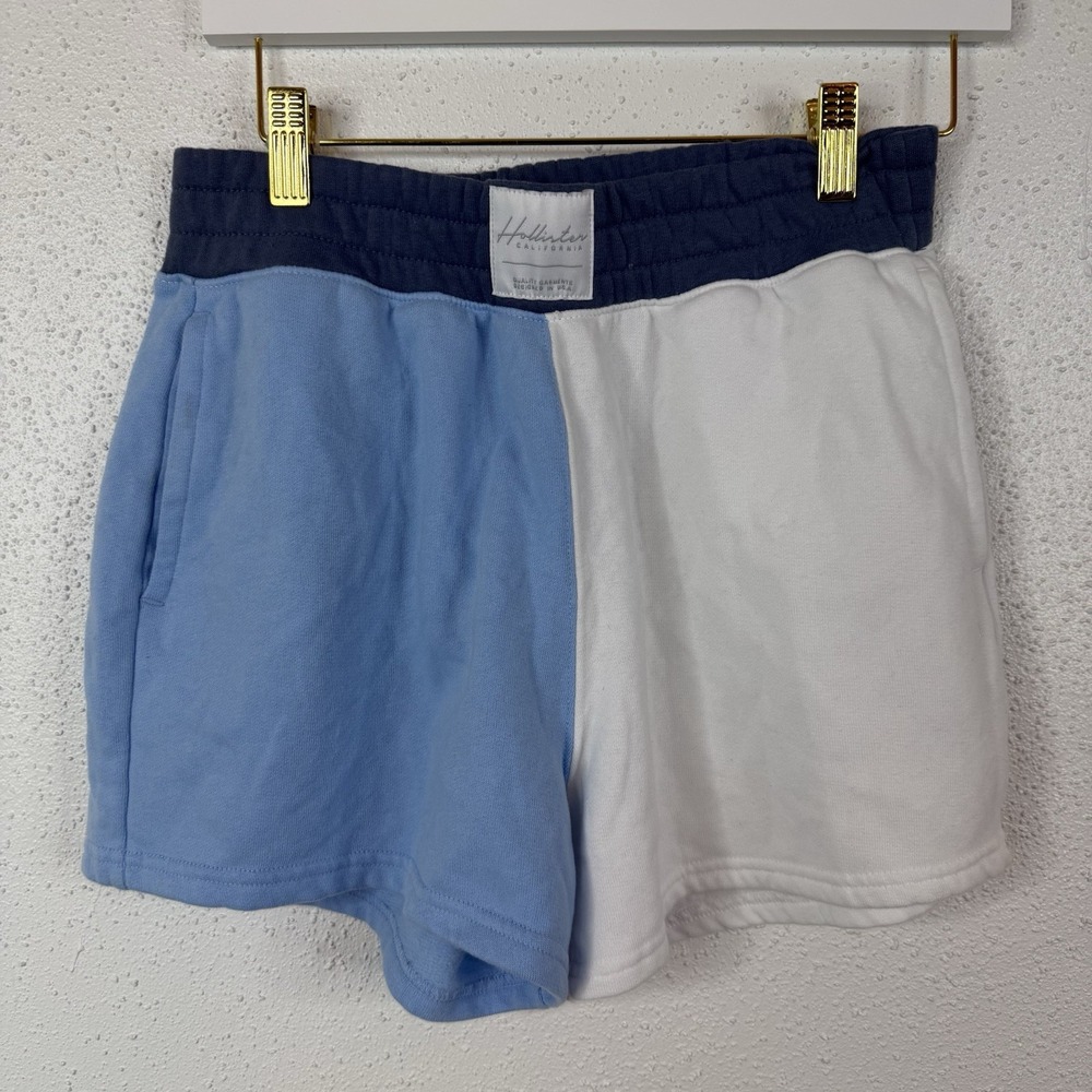 Hollister Ultra High-Rise Spliced Knit Dad Shorts Women's Size S Blue/light Blue